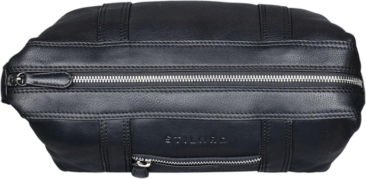 STILORD 'Bruno' Leder Kulturbeutel Vintage für Herren Damen Grosse Kulturtasche Zwei Fächer Waschtas