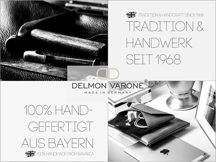 DELMON VARONE - Zettelkasten Cambridge Top Grain Leder schwarz, Zettelbox inkl. 500 Blatt Papier, No