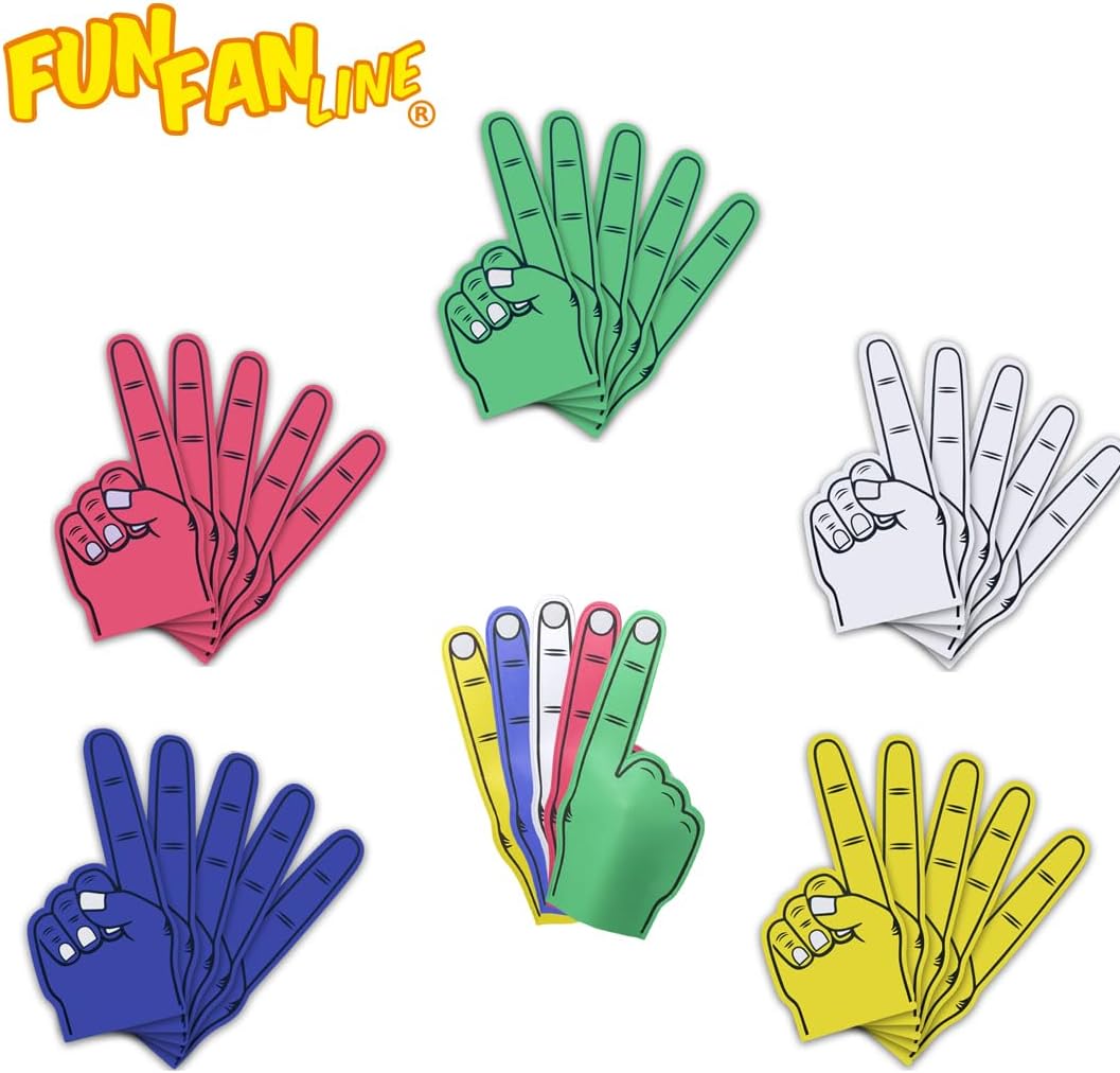Fun Fan LINE - Riesige farbige Eva-Gummi Hand. Handschuh mit Finger riesen. Doppelseitiger Druck und
