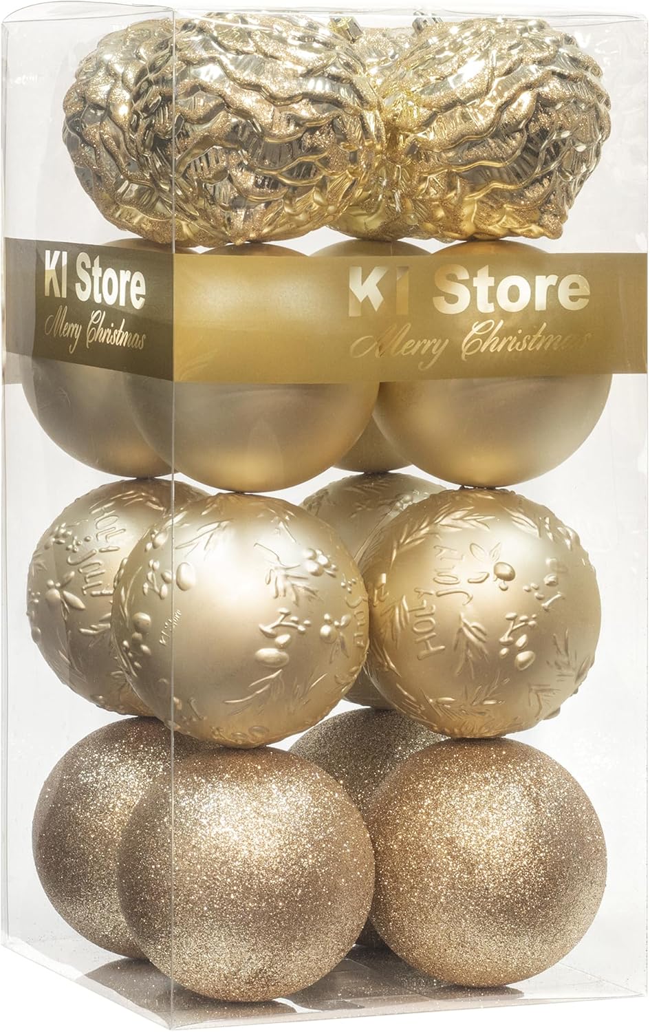 Busybee weihnachtskugeln gross 16 Stücke 10CM Ornamente für Weihnachtsbaum Champagner Christbaumkuge