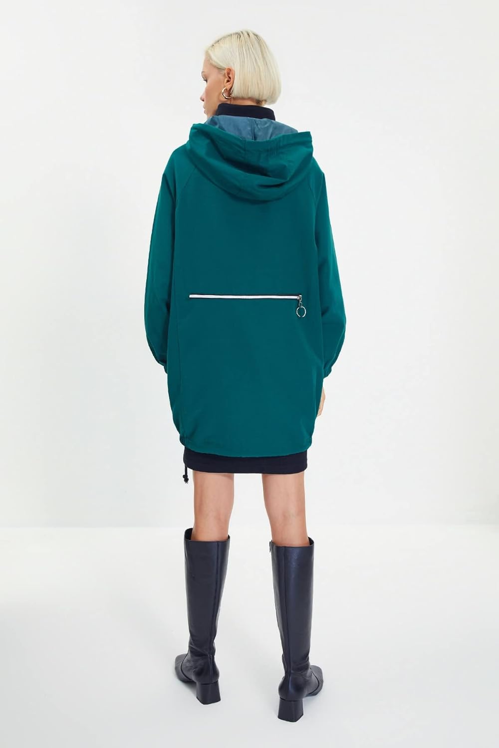 TRENDYOL Damen E Überhole Kapuze mit Reissverschluss Detaillierte Mäntel Coat XS Dunkelgrün, XS Dunk