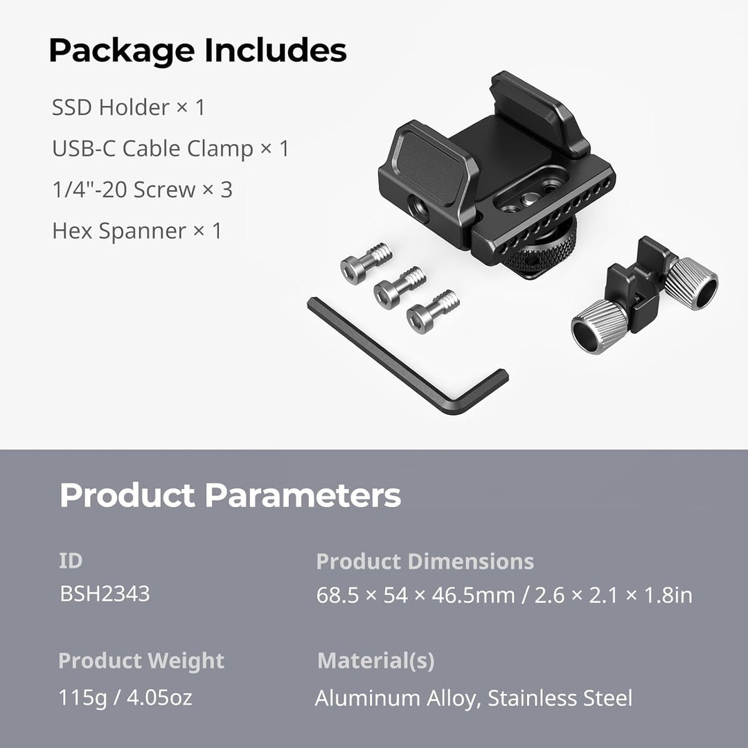 SMALLRIG SSD Mount Bracket SSD Holder für Samsung T5 SSD, SanDisk SSD, SanDisk SSD T5, für SMALLRIG