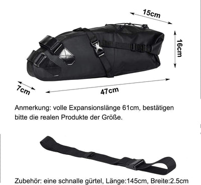 WATERFLY 10L Wasserdichte Satteltasche Fahrradtasche Fahrradsitz Tasche Sportsatteltasche Aufbewahru