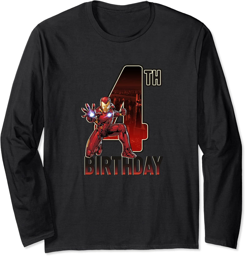Marvel Iron Man Happy 4th Birthday Langarmshirt