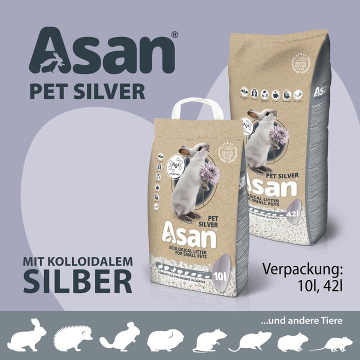 Asan - 3537 - 100% natürliche Über- und Unterstreu für Kaninchen, Hasen und Frettchen, 42L Asan Ag+
