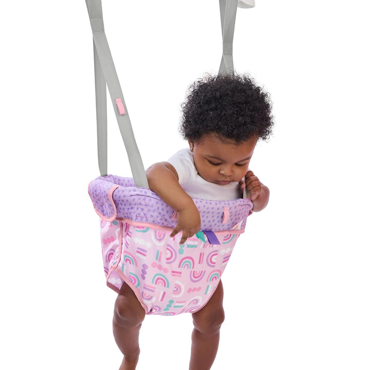 Bright Starts Türhopser für Babys, Babyschaukel Indoor von 6 bis 12 Monaten, Rosa (Purple Paradise),