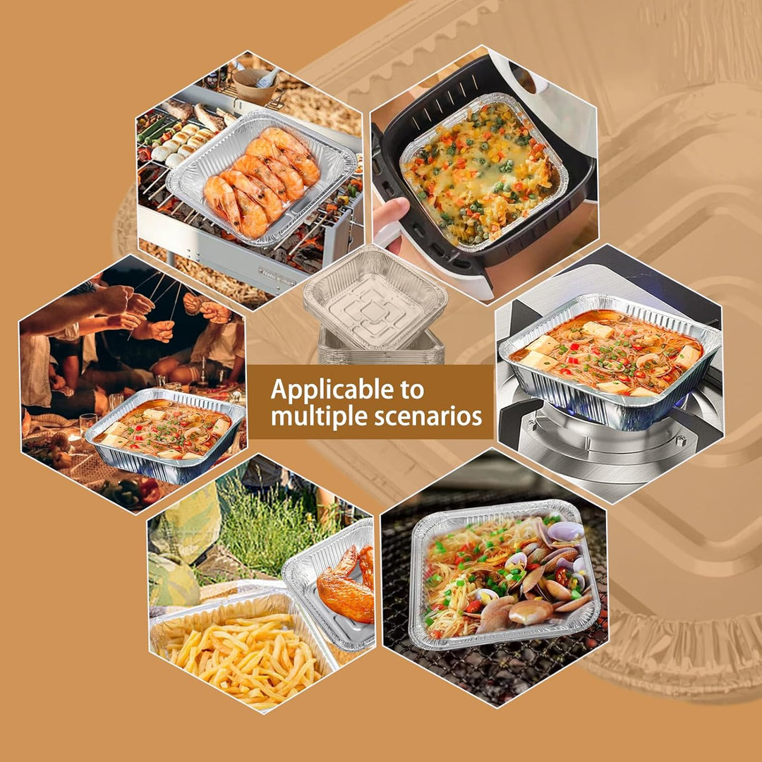 Antihaftbeschichtete Einweg-Luftfritteuse, Aluminiumfolie, quadratisch, 50 Stück, öldichte Aluminium
