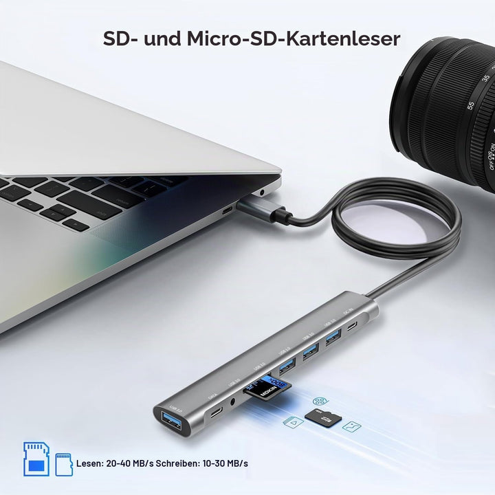 USB HUB for iPad Pro 9-in-1 Adapter iPad Pro M4 M2 M1 13 12.9 11" iPad Air 5 4 Docking Station with