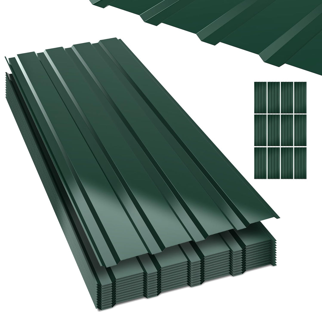 Trapezblech 12 Stück 115×45cm – 6,21m², Dachblech aus 0,25mm Stahl, Wetterbeständig &amp; Rostfrei Für C