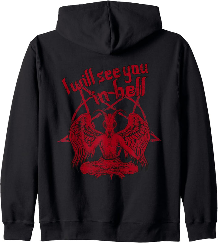 Satan loves me I will see you in Hell Lucifer 666 Spruch Kapuzenjacke