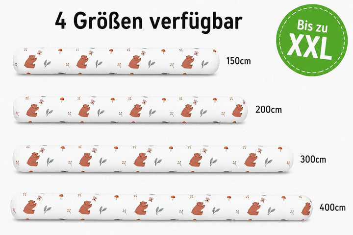 Seitenschläferkissen aus 100% Baumwolle – Bettschlange Body Pillow, Lange Kopfkissen Bettrolle, Nack