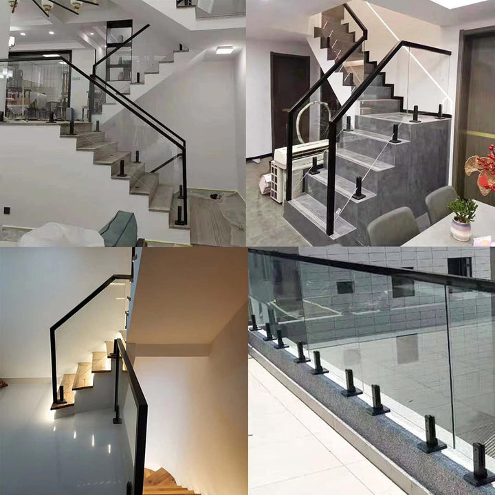 Stehende Glasklemme Schwarz, Grosse Glasklemme aus 304 Edelstahl, Glashalter für Treppen,Halterung f