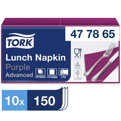 Tork 477865 Soft Lunch Servietten Violett / 3lagige, saugfähige Papierservietten / Vielfältig verwen