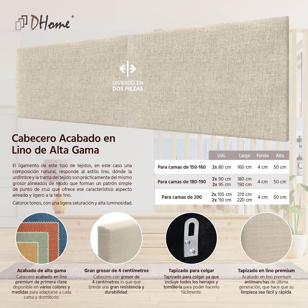DHOME Plain Natural Linen Headboard gepolstertes Bett Kopfteil Modernes Schlafzimmer TOP Trending (B