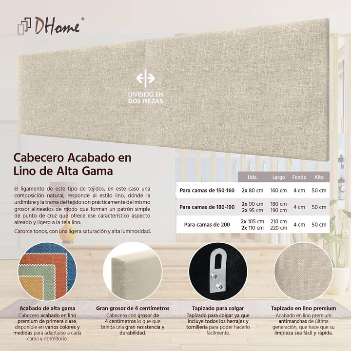 DHOME Plain Natural Linen Headboard gepolstertes Bett Kopfteil Modernes Schlafzimmer TOP Trending (B