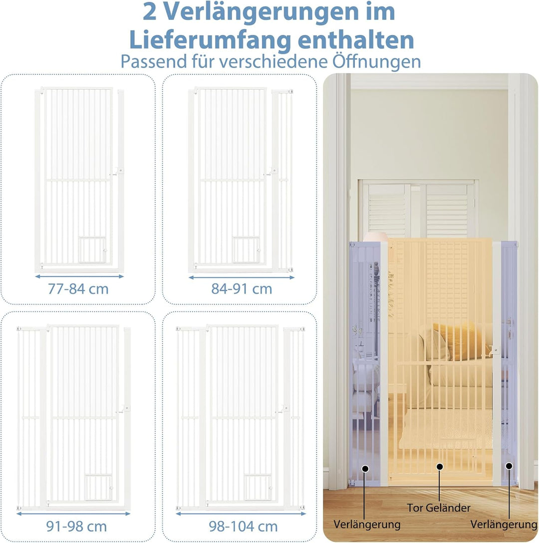 COSTWAY Türschutzgitter Hunde, Absperrgitter ganz hoch, 77-104 cm x 150 cm, Schutzgitter mit Kleiner