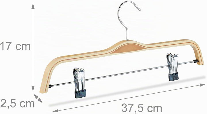 Relaxdays Hosenbügel Holz 5er Set, verstellbare &amp; gummierte Clips, 360° drehbarer Haken, Kleiderbüge