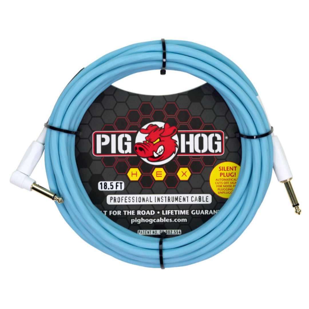 Pig Hog PHSH186DBR Hex Series Silent Kabel, Daphne Blue, 5,7 m 5.67M Winkel Daphne Blue, 5.67M Winke