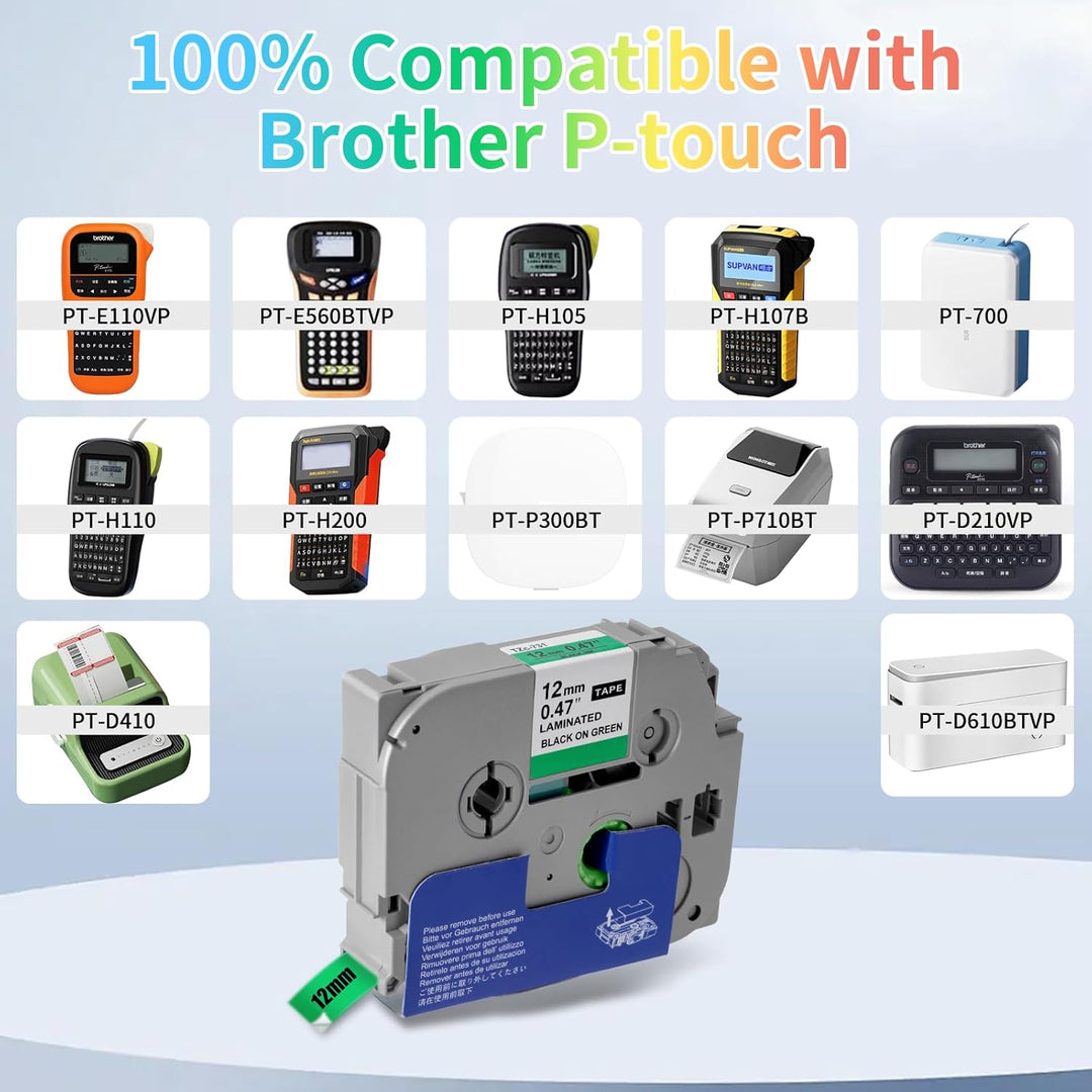 6x Kompatible für Brother P-touch Bänder 12mm TZe-231 TZe-131 TZe-431 TZe-531 TZe-631 TZe-731 TZ Tap