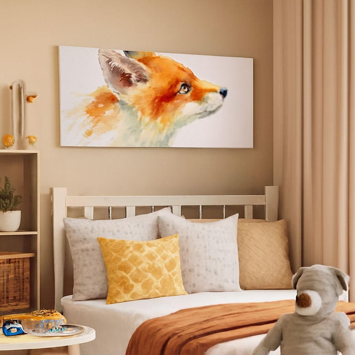 Wandbilder Dekoration Wohnzimmer Fuchs Tier Natur Panorama Bilder auf Leinwand 120x50cm Leinwandbild