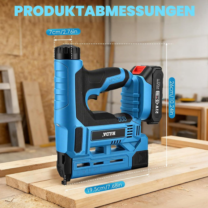 Akku Nagler Set, 2-in-1 18GA Elektrotacker mit 2x 2,0Ah Akkus, Ladegerät &amp;1000 Nägeln+1000 Klammern,