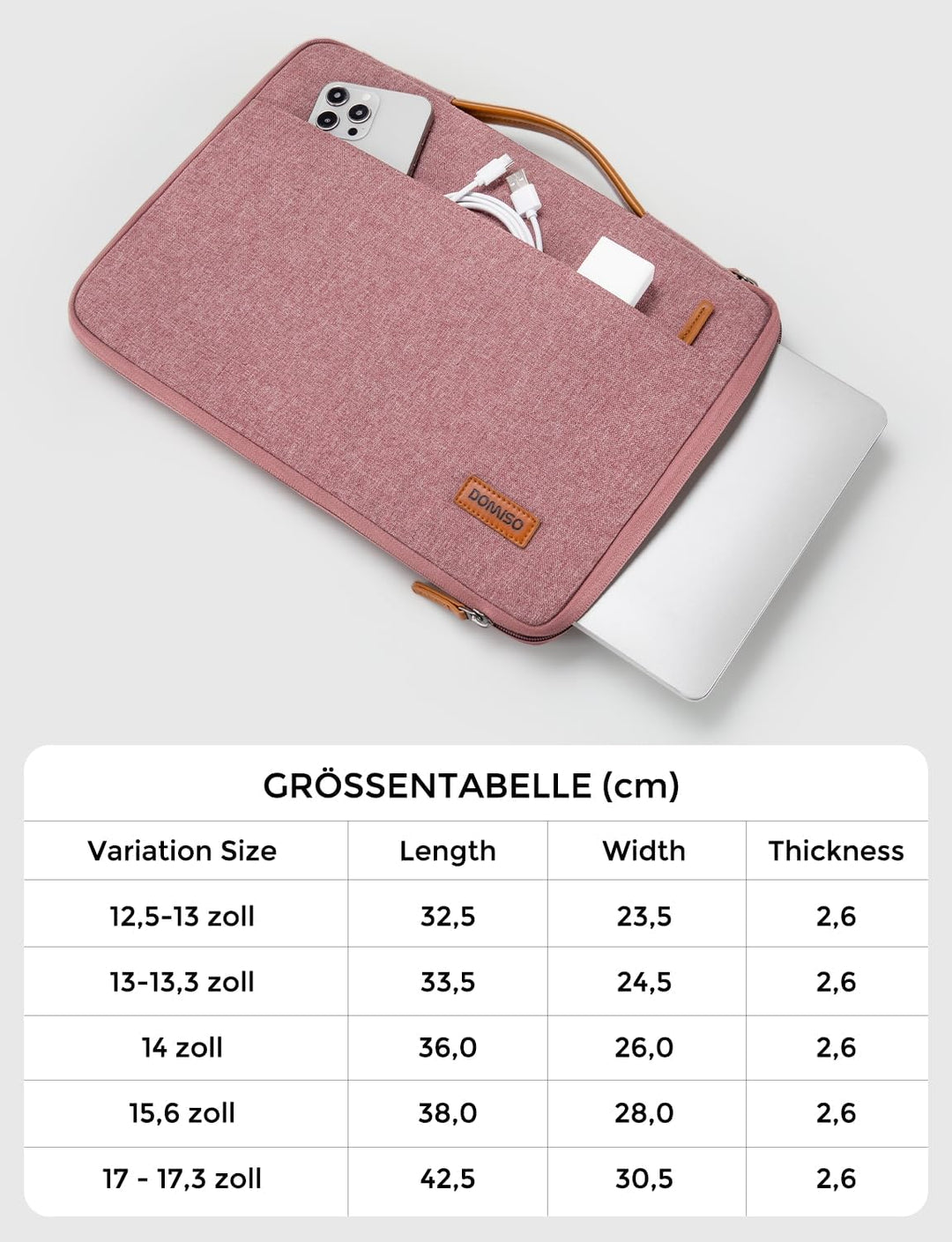 DOMISO 17 Zoll Wasserdicht Laptophülle Laptop Sleeve Case Notebook Hülle Tasche Schutzhülle für 17.3