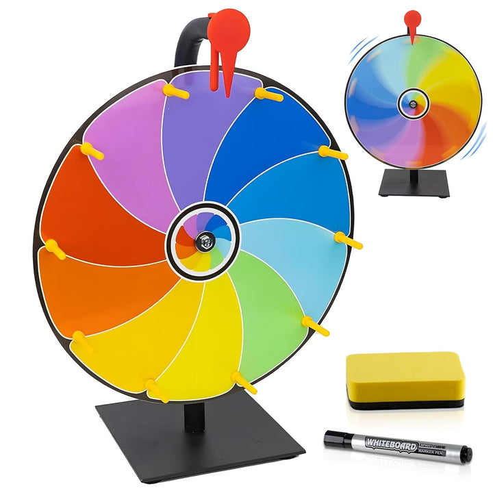 Glücksrad zum Drehen, 10 Slots Glücksrad Spielzeug, mit Trocken Abwischbarem Marker und Radiergummi,