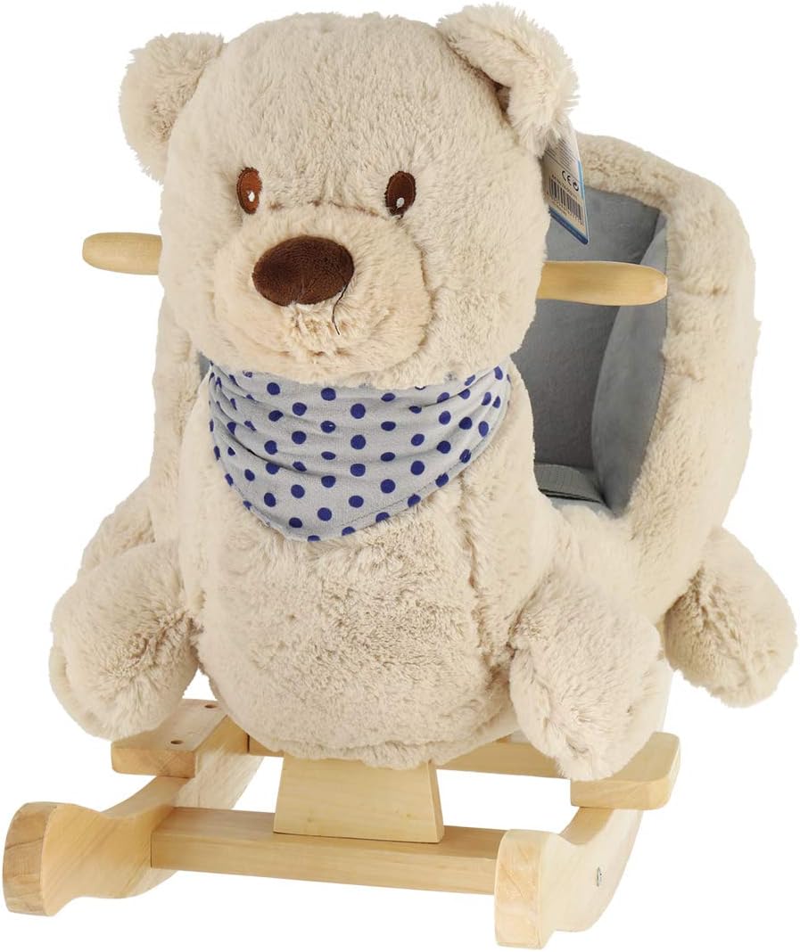 Bieco Plüsch Schaukeltier Bär Creme 62x30x48cm | Schaukelpferd Baby | Schaukeltier Baby | Kinderscha
