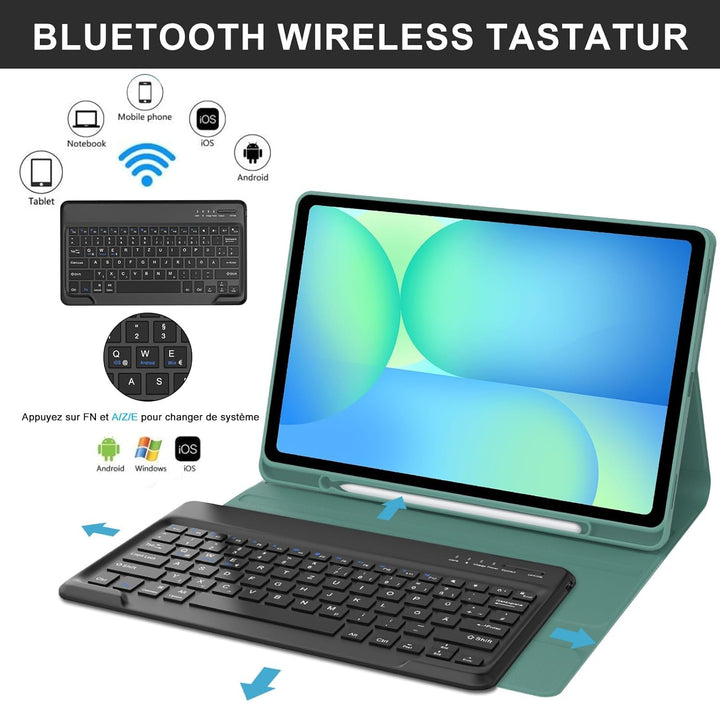 Tastatur für Samsung Galaxy Tab S10 FE+ Plus 13.1 Zoll 2025, Hülle mit Tastatur für Tab S10 FE Plus