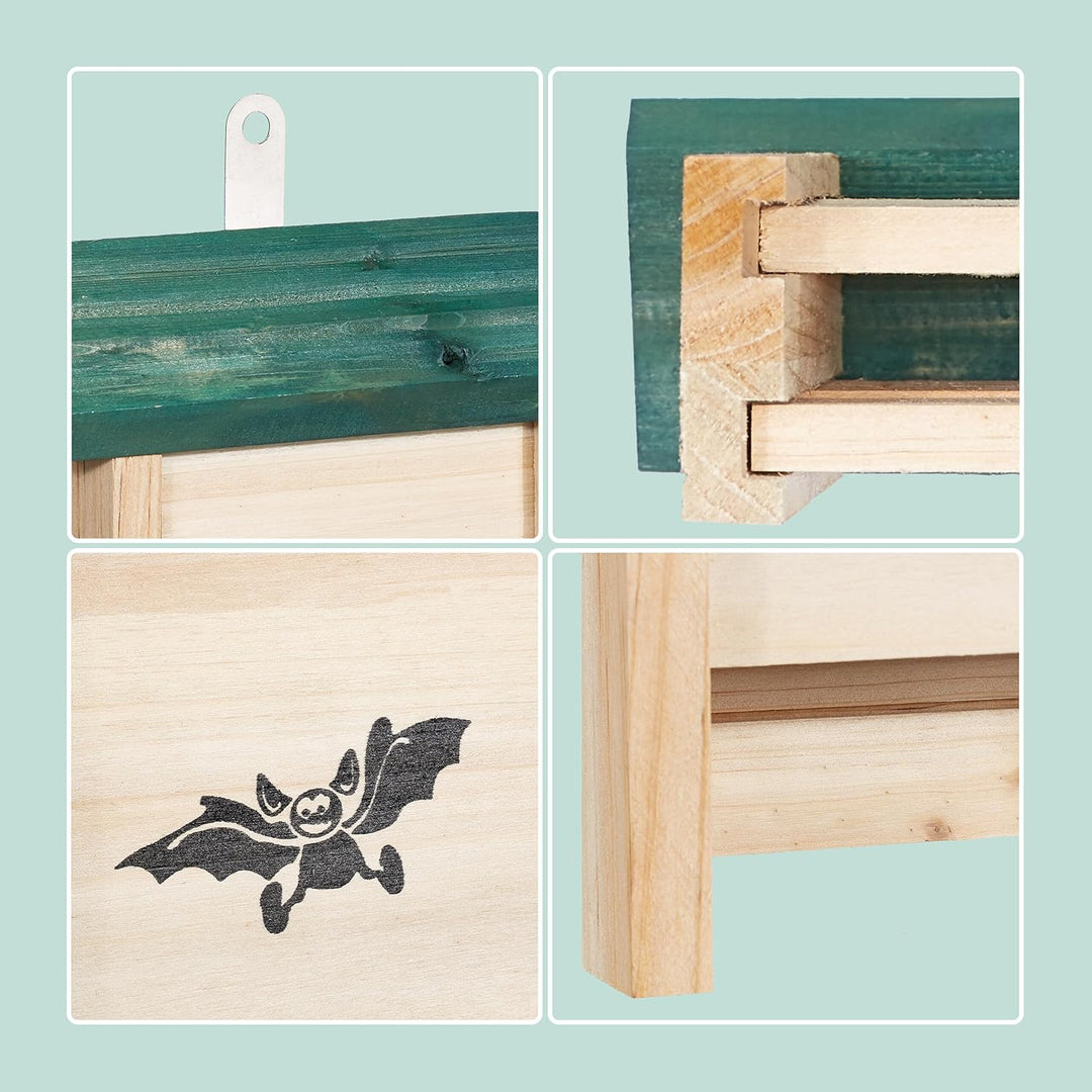 Relaxdays Fledermauskasten, 2er Set, Unterschlupf für Fledermäuse, unbehandeltes Holz, HBT: 25 x 18