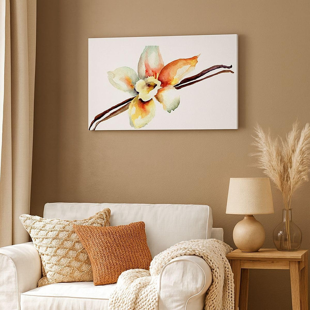 Wandbilder Dekoration Wohnzimmer Vanille Gewürz Blume Pflanze Panorama Bilder auf Leinwand 120x50cm