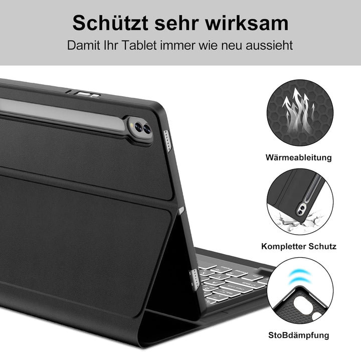 Für Tab S10 Ultra 14.6" Tastaturhülle mit Beleuchtung QWERTZ | Für Samsung Galaxy Tab S10 Ultra Tast