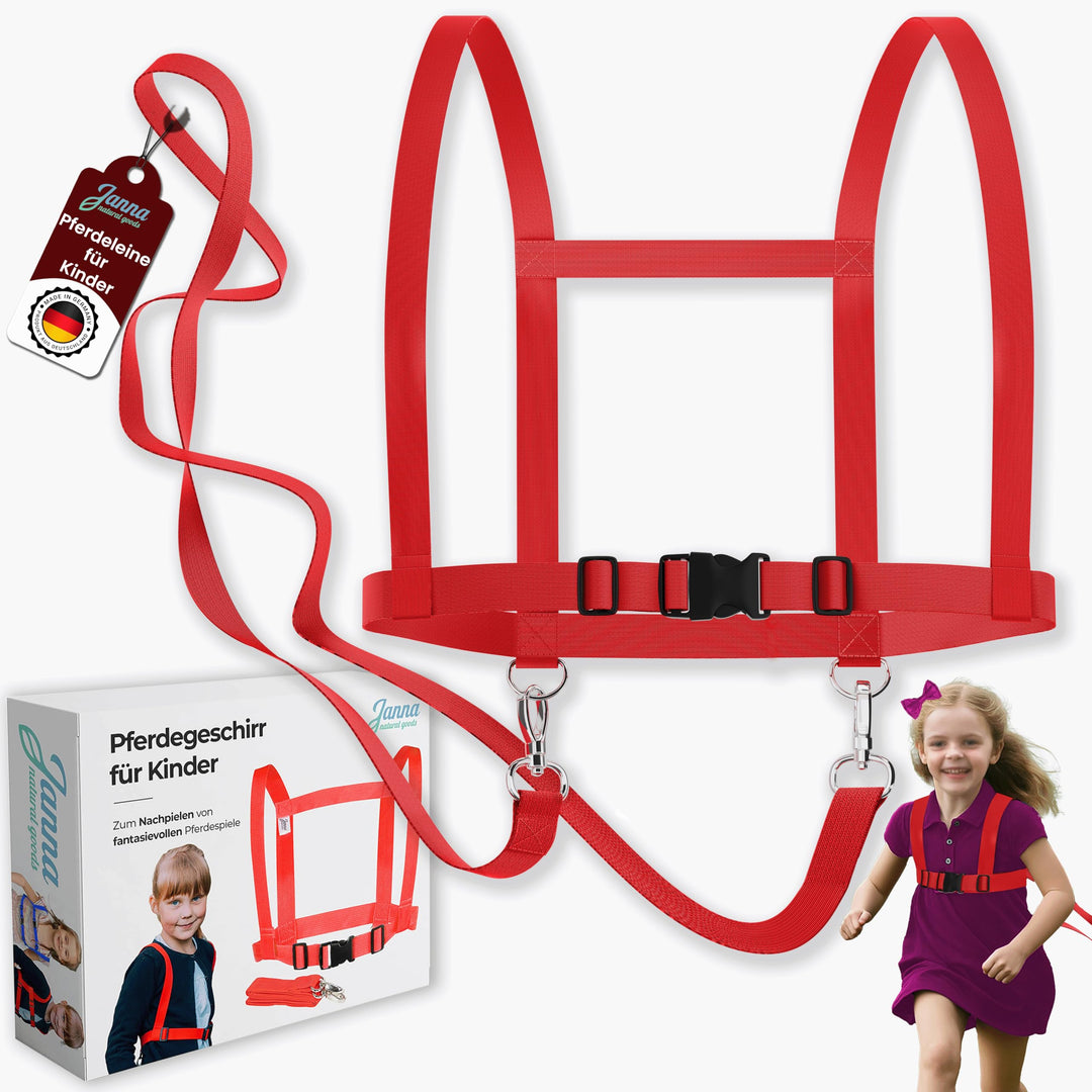 Pferdeleine zum Spielen für Kinder von 3 bis 12 Jahre - Sicheres Pferdegeschirr zum Spielen - Reissf