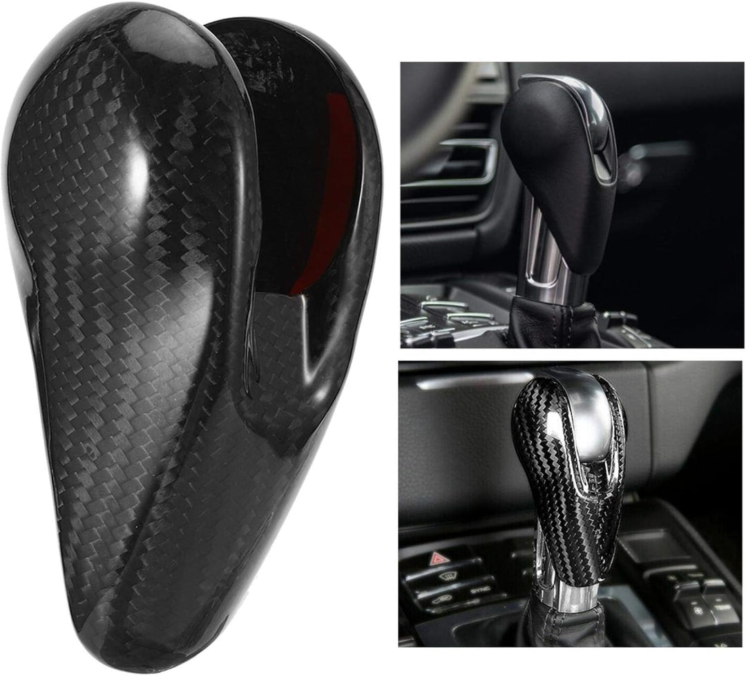 Auto Schaltknauf Abdeckung, Kohlefaser Schaltknauf Abdeckung Innenverkleidung Passt für Porsche MACA