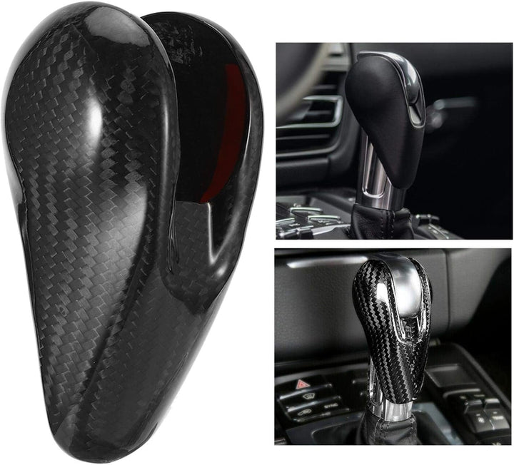 Auto Schaltknauf Abdeckung, Kohlefaser Schaltknauf Abdeckung Innenverkleidung Passt für Porsche MACA