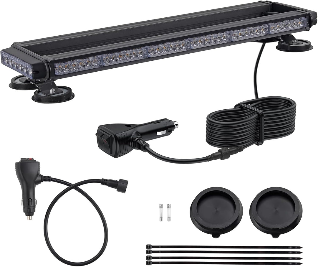 Justech 84 LED Auto Warnbalken Notblitzleuchte Magnetische Warnlicht Doppelschalter 12/24V 27 Blinkm