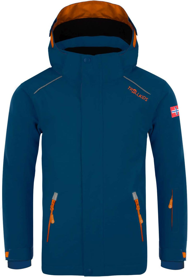 Trollkids Kinder Holmenkollen PRO wasserdichte Winterjacke Skijacke 104 Mystik Blau / Orange, 104 My