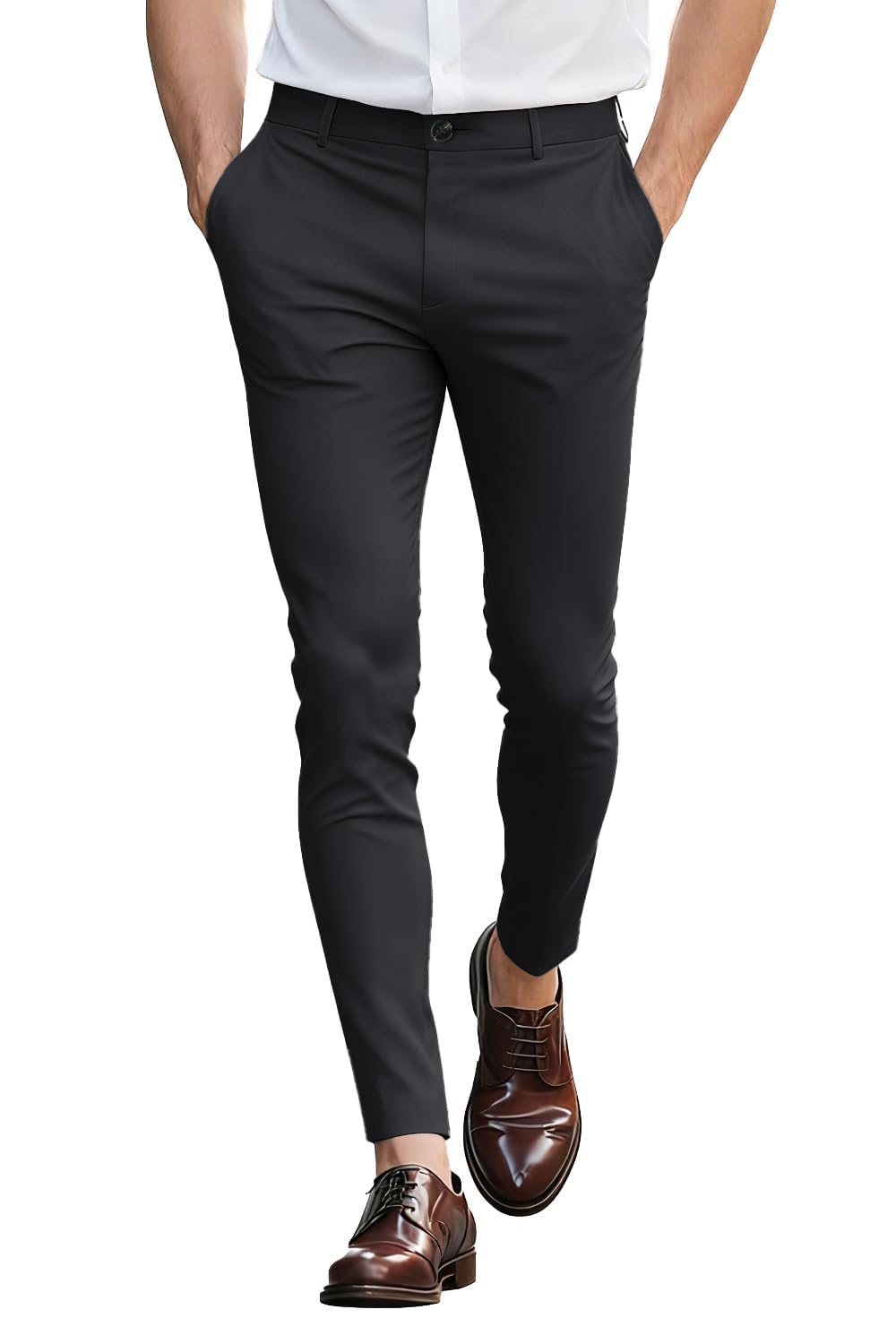 GINGTTO Herren Chino Hose Skinny Chinohose Casual mit Stretch Designer Hose Stoffhose 28W / 30L Schw
