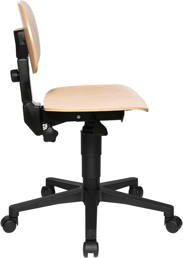 Topstar 72210HO1 TEC 11, Bürostuhl, Arbeitshocker, Rollhocker, Werkstatthocker, Holz (Buche), 44D x