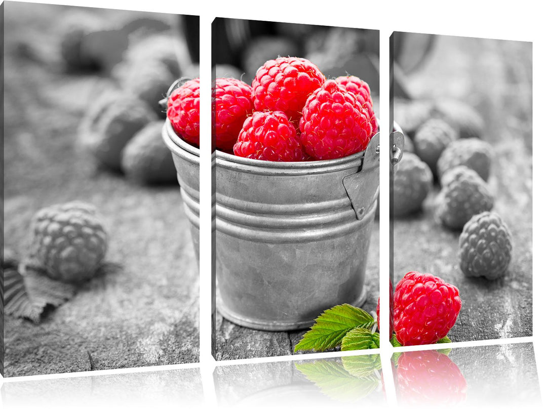Pixxprint Früchte Eimer Obst Fruit Food als Leinwandbild/Grösse: 3 Teilig (120x80 cm) cm/Wandbild/Ku