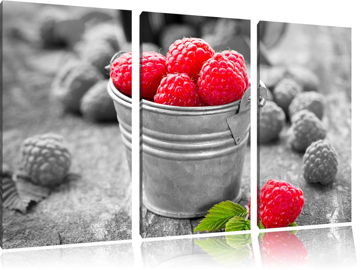 Pixxprint Früchte Eimer Obst Fruit Food als Leinwandbild/Grösse: 3 Teilig (120x80 cm) cm/Wandbild/Ku