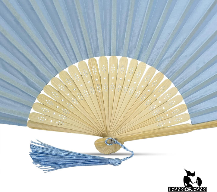 FANSOF.FANS Handfächer aus Stoff mit Quaste, Güteklasse A, Bambusrippen, für Party, Hochzeit, Gastge