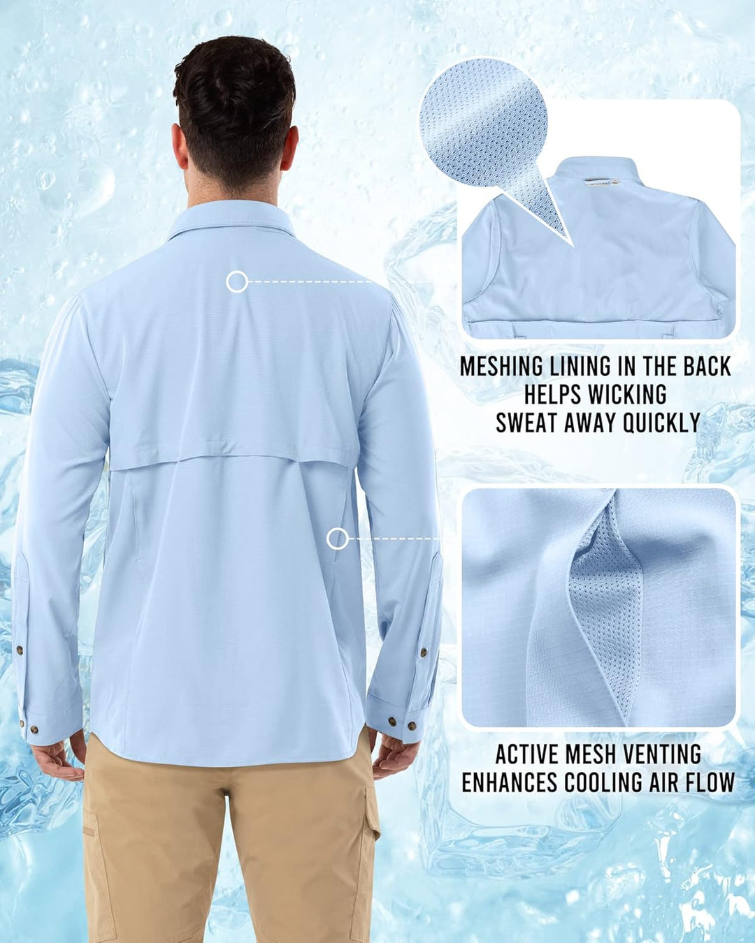 Outdoor Ventures Hemd Herren Safari UPF50+ UV Schutz Langarm Wanderhemd Outdoorhemd Funktionshemd At