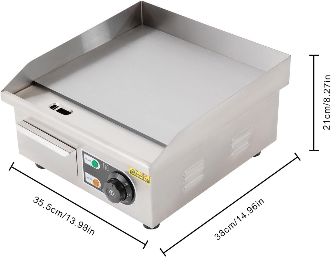 2000W Kommerzielle elektrische Grillplatte, Edelstahl Grill, 14 Zoll elektrische Grillplatte 35.5 *