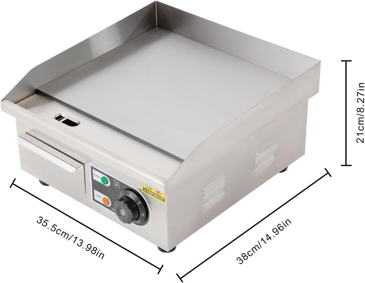 2000W Kommerzielle elektrische Grillplatte, Edelstahl Grill, 14 Zoll elektrische Grillplatte 35.5 *