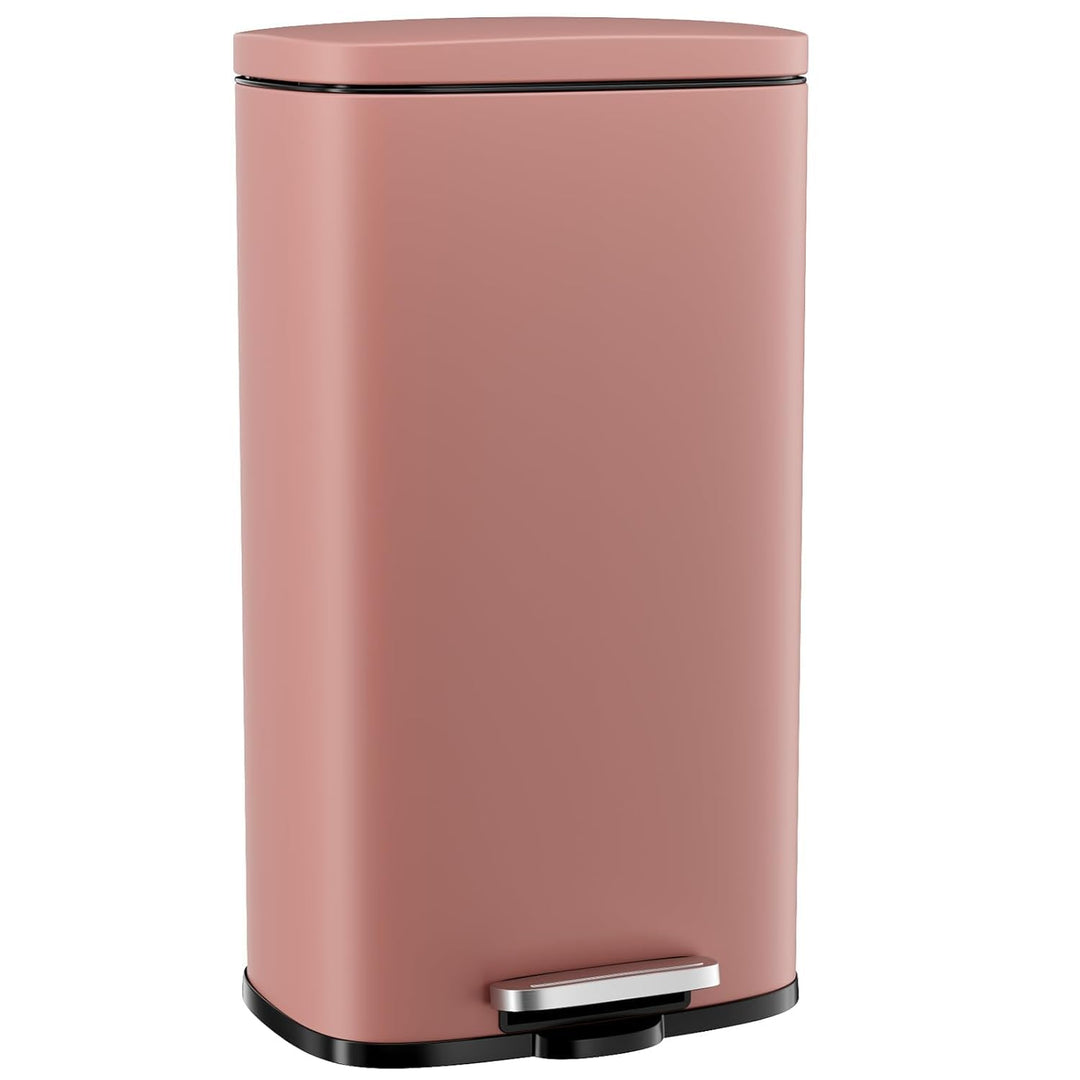 Clevich Mülleimer 30L aus Stahl, Abfalleimer, Tretmülleimer mit Soft-Close Deckel, Fusspeda, abnehmb