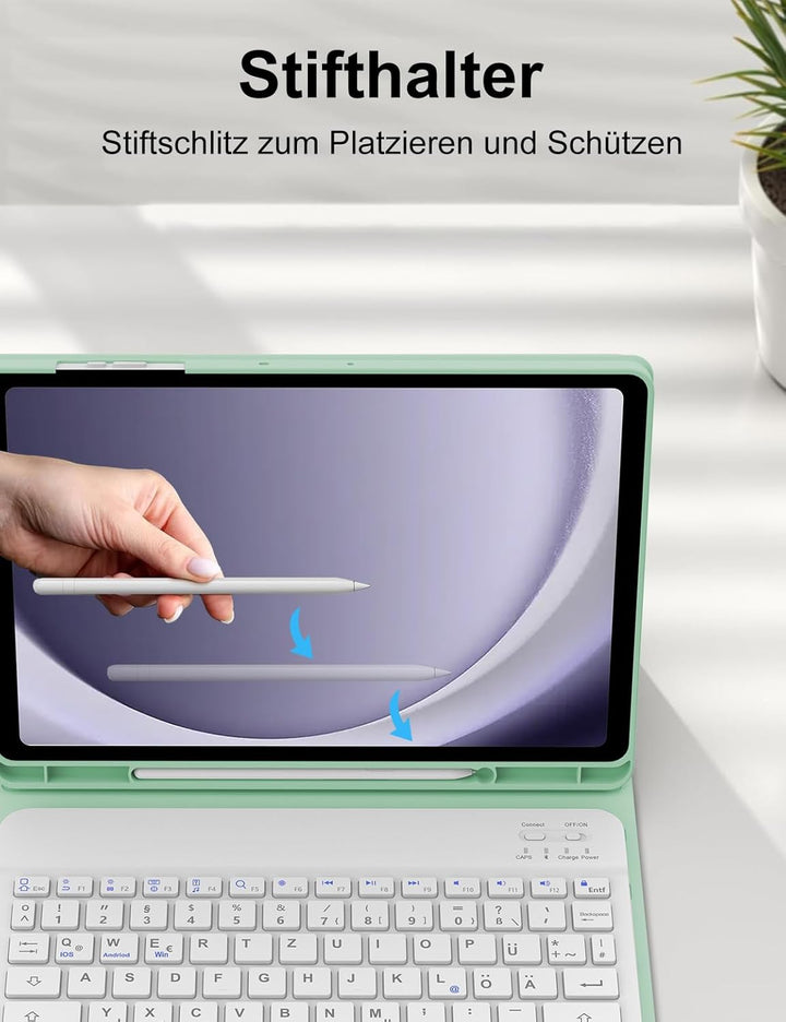 Hülle mit Tastatur für Samsung Galaxy Tab A9 Plus 11 Zoll 2023, QWERTZ Deutsche Magnetisch Abnehmbar