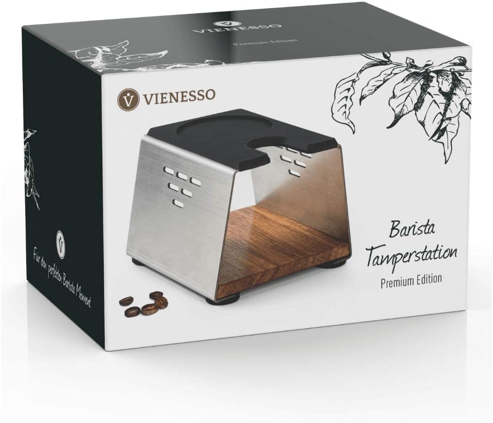 Tamperstation aus Edelstahl &amp; Holz bis 58mm – Rutschfeste Andrückstation für Siebträger | Barista Zu