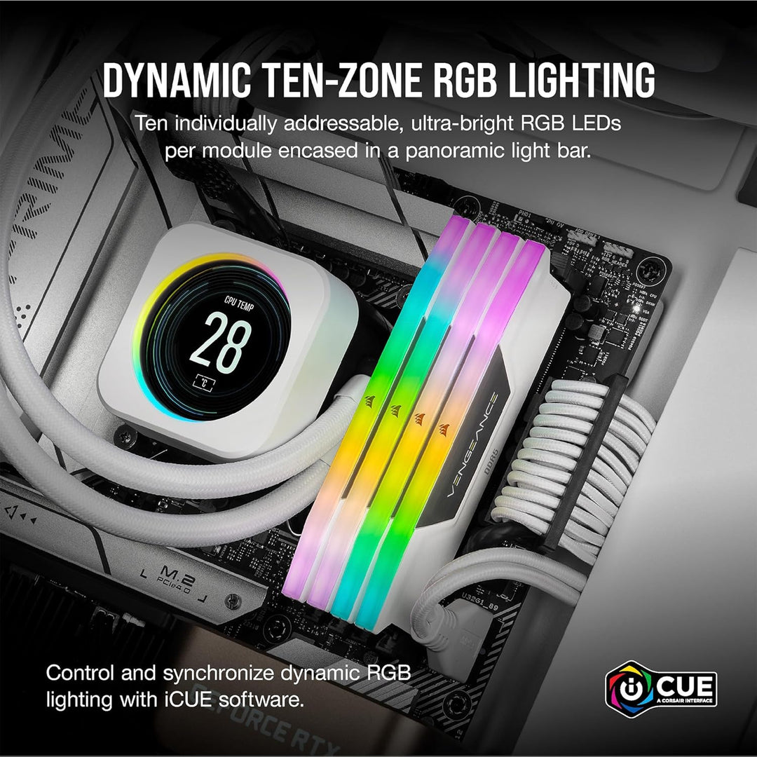 CORSAIR Vengeance RGB DDR5 RAM 64GB (2x32GB) 6000MHz CL30 Intel XMP iCUE Kompatibler Computerspeiche