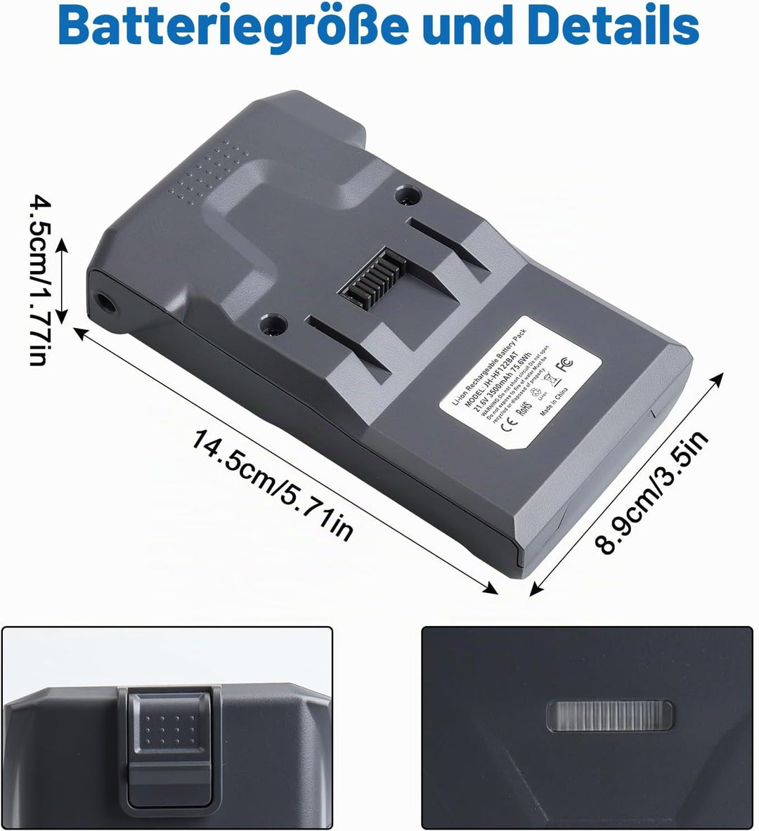 21.6V 3500mAh Ersatzakku Kompatibel mit Hoover B012 Batterie Staubsauger, Ersatz für Hoover Besensta